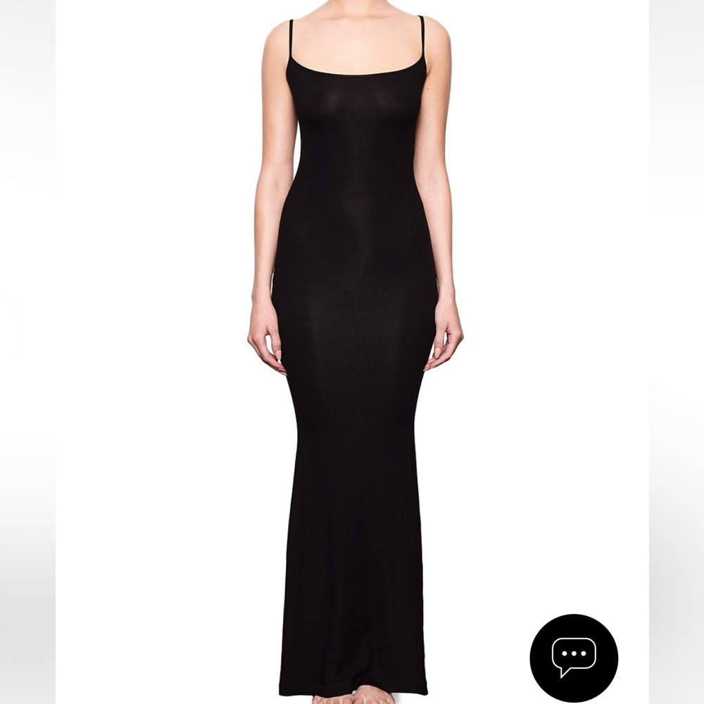 NWT SKIMS Soft Lounge ribbed stretch-modal maxi slip dress